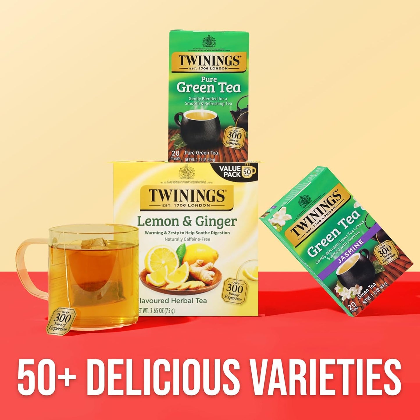 Twinings Green Tea with Jasmine Individually Wrapped Bags, 20 Count (Pack of 6), Fragrant Floral Scent, Caffeinated, Enjoy Hot or Iced, 120 Teabags