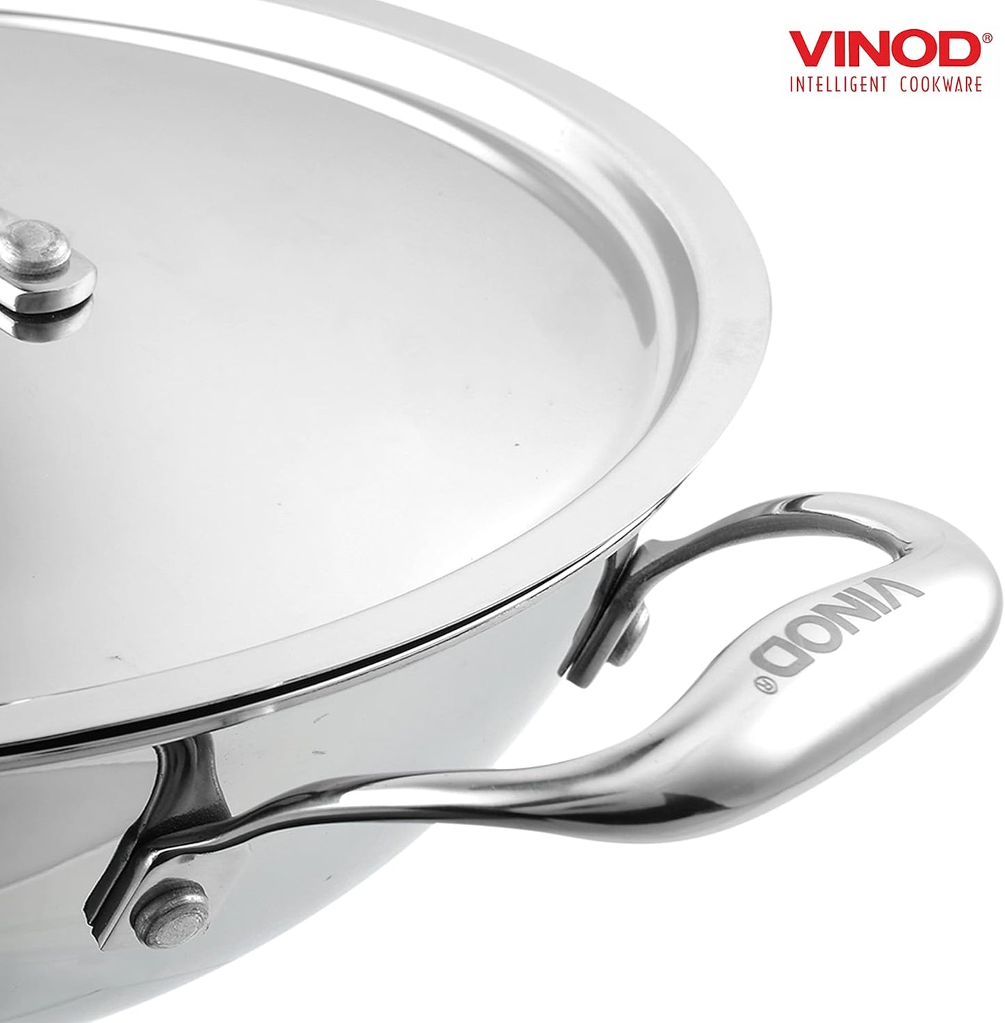 Vinod Platinum Triplet Stainless Steel Sauce Pot with Lid (Induction Friendly), 2.5-Liter, (PTKD-24)