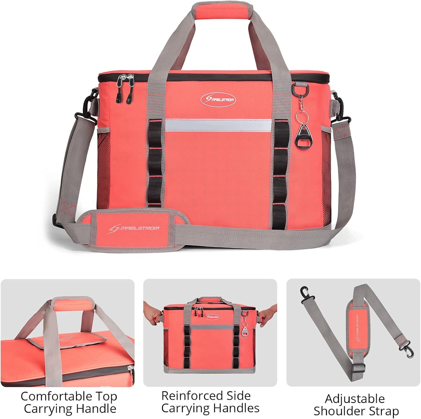 Maelstrom Collapsible Soft Cooler Bag, 24/30/60/75 Cans Beach Cooler, Ice Chest, Leakproof & Portable for Beach, Camping, Road Trips & Grocery Shopping