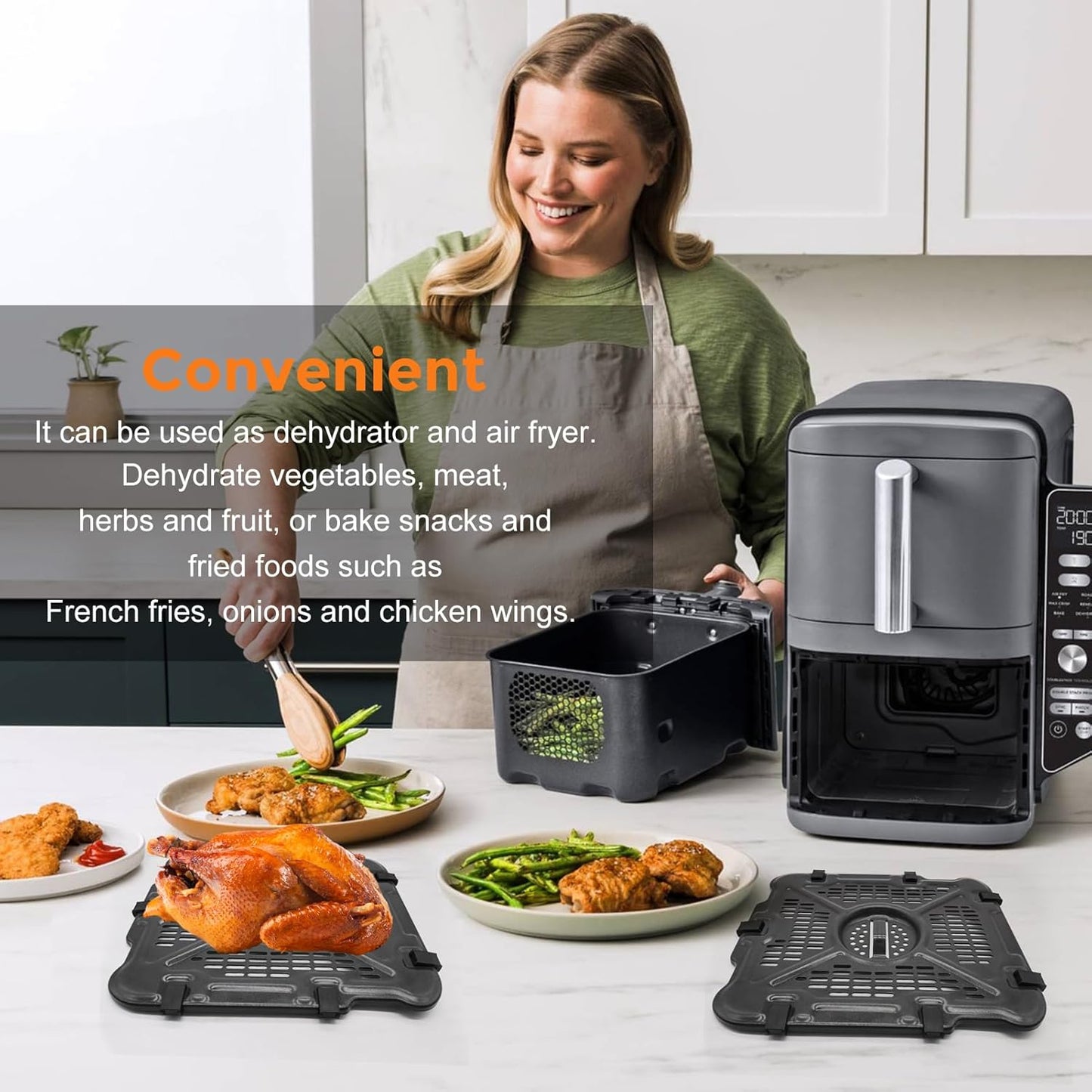 Air Fryer Replacement Tray for Ninja SL201 SL401 SL451 DoubleStack XL 2-Basket, 2 Packs Air Fryer Grill Plate Tray Accessories, Dishwasher Safe