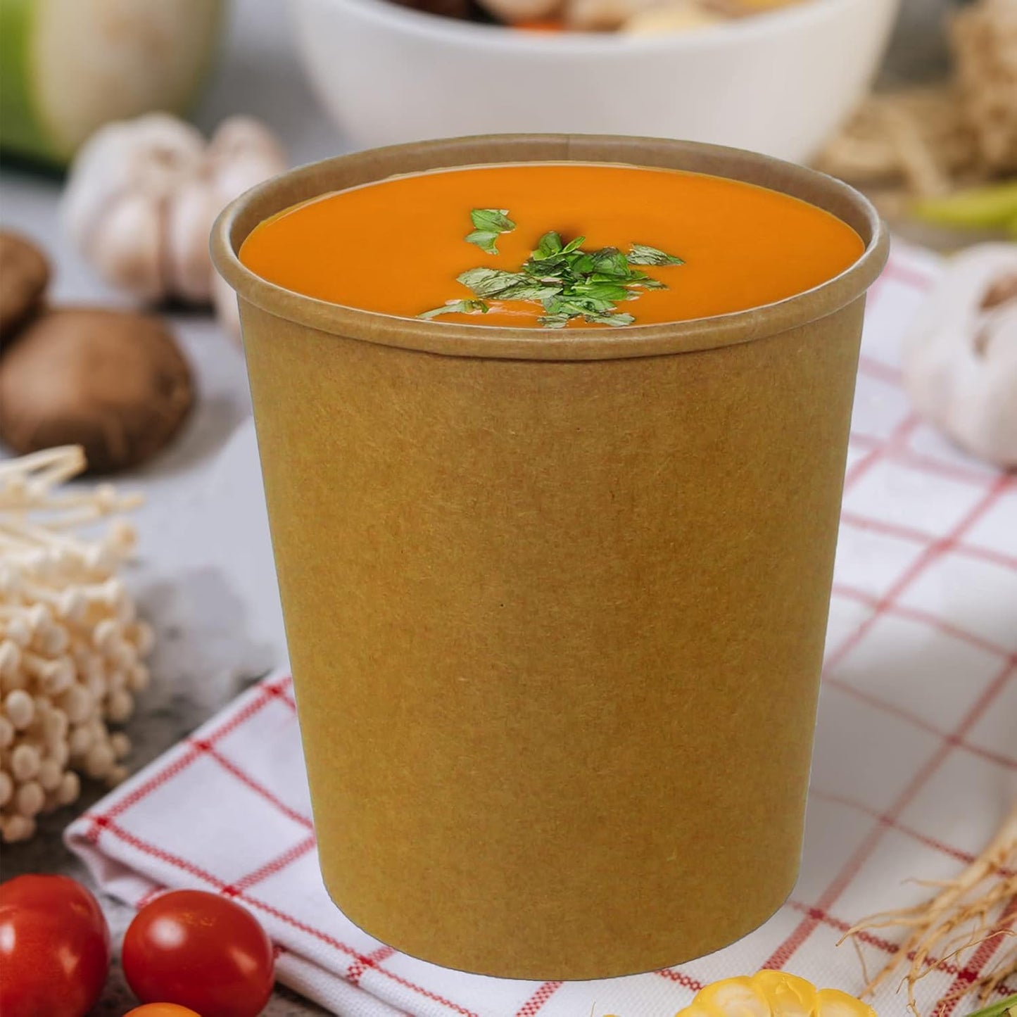 50 SET 16OZ Kraft Dessert Cups with Lids Compostable Paper Food Cup with Vented Lid, Pint Frozen Dessert Containers Ice Cream Cups with Lids, Great For Restaurants, Take Outs, or To-Go Lunch