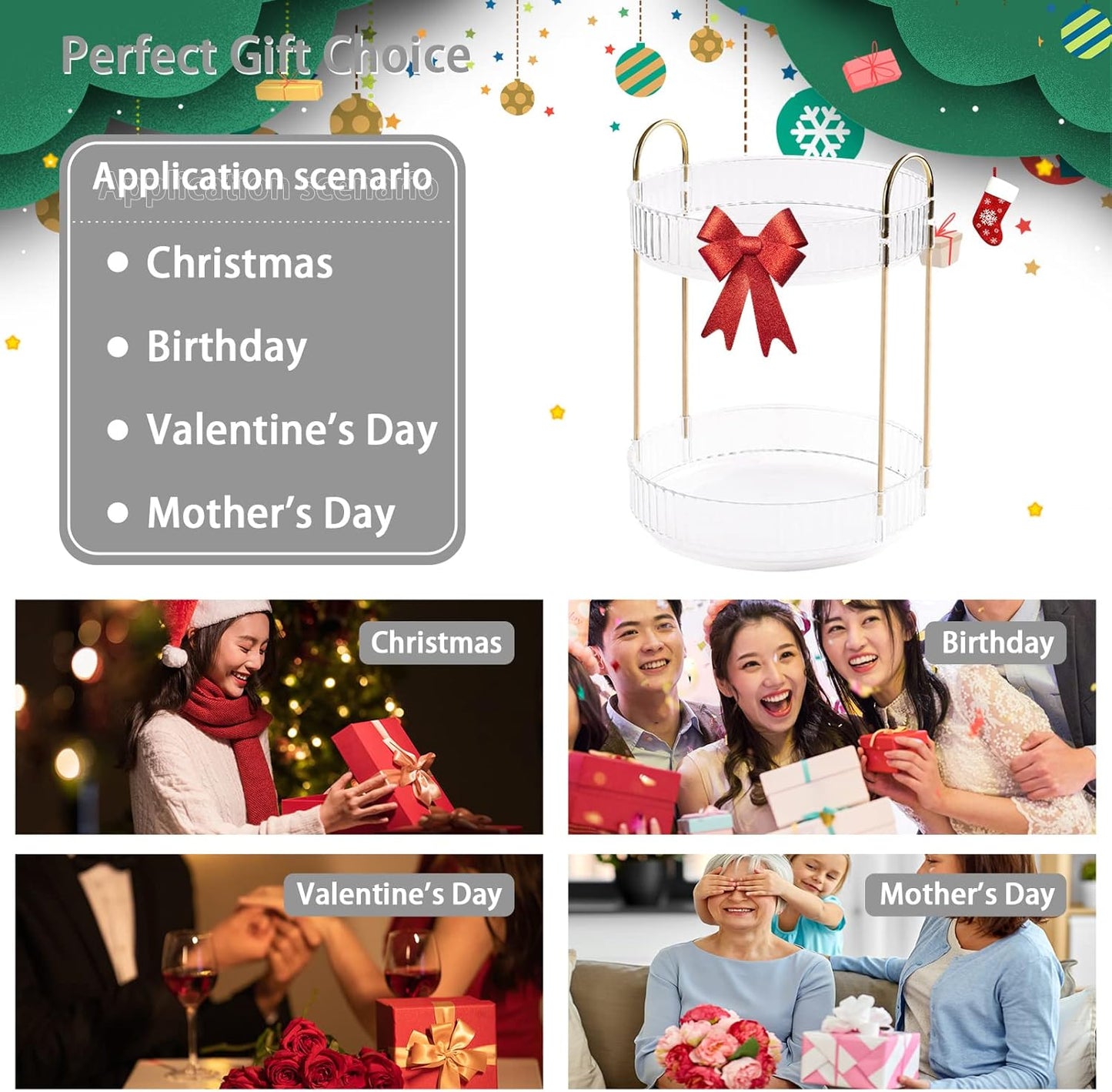 Rotating Makeup Organizer for Vanity, High-Capacity Skincare Clear Make Up Storage Perfume Organizers Cosmetic Dresser Organizer Countertop 360 Spinning (Clear, 2 Tier)