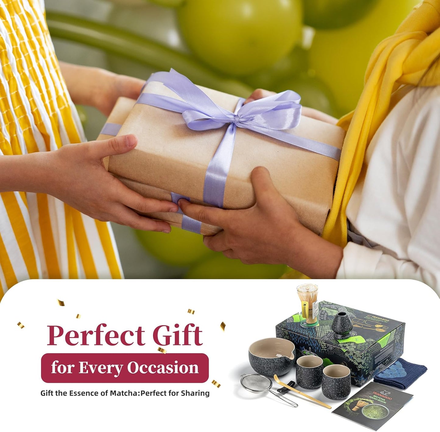 TEANAGOO 9 Pcs Matcha Whisk Set,Ceramic Matcha Set,Matcha Kit for Ceremony,Matcha Tea Set for Making Breakfast/Matcha Latte,Matcha Whisk and Bowl Set with 2 Matcha Cups(7.2oz),Gift for Matcha Lover