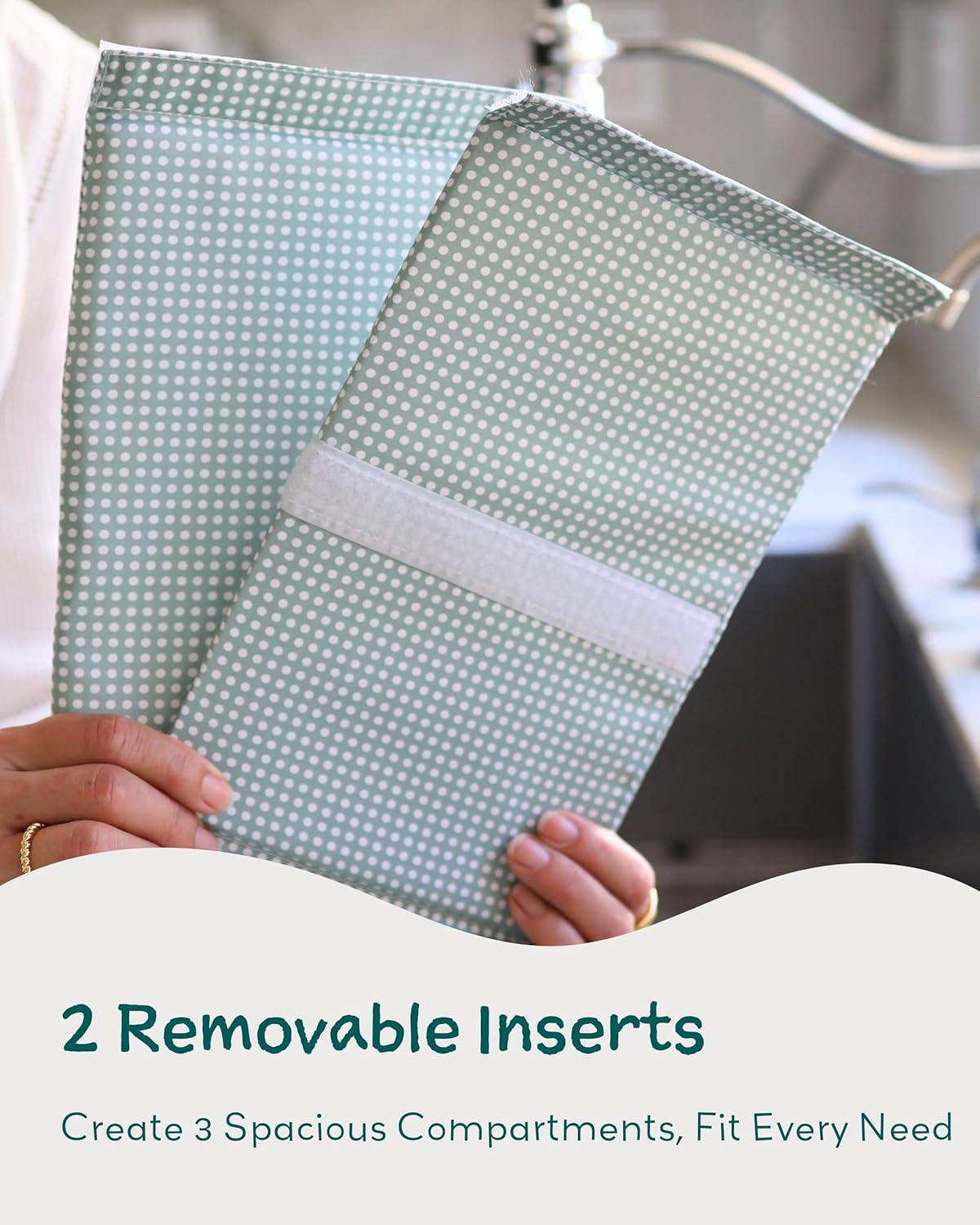 Lily Miles Baby Diaper Caddy Organizer, Wipeable Diaper Organizer Basket with 8 Pockets for Newborn Essentials, Nursery Tote Bag for Changing Table & Car Organization (Willow Green, Large)