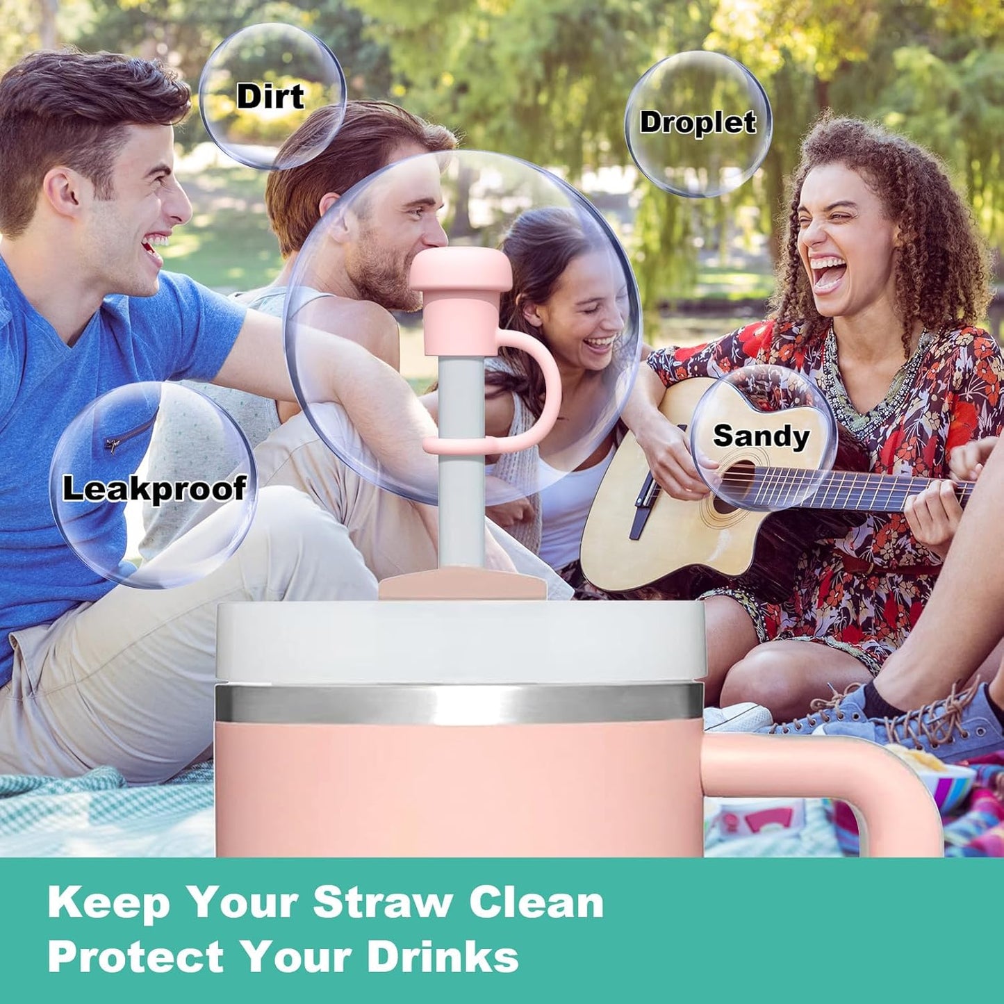 Adjustable Straw Cover Cap for Yeti, and Compatible with Simple Modern|Stanley|Hydro Flask|Reduce|Owala|Beast|Hydrapeak Tumbler Straw, All Brand of 6-12mm Straw, Straw Stopper Topper Accessories