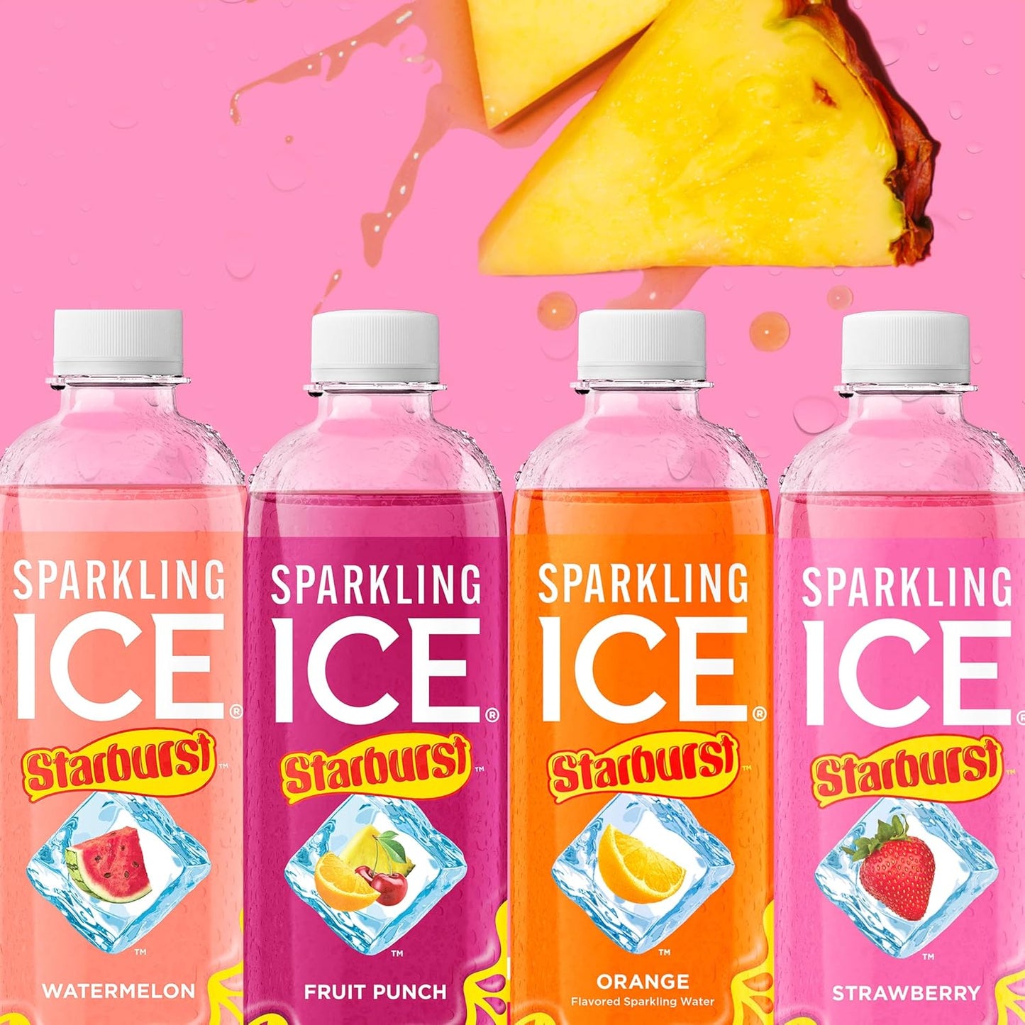 Sparkling Ice STARBURST Fruit Punch, Zero Sugar Flavored Sparkling Water, with Vitamins and Antioxidants, Low Calorie Beverage, 17 fl oz Bottles (Pack of 12)
