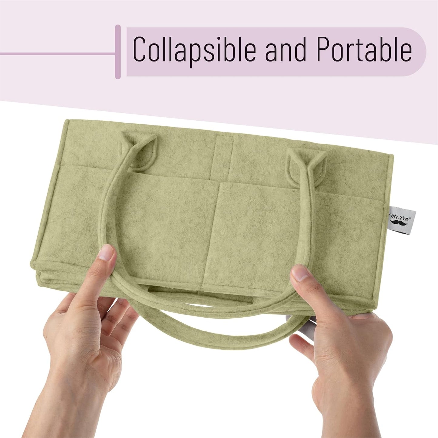 Mr. Pen- Baby Diaper Caddy Organizer, Olive Calm, Baby Caddy Organizer with Handle, Compact Size, Collapsible & Portable