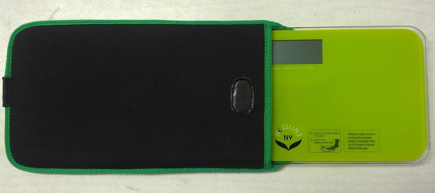 NewlineNY Green Mini Bathroom Travel Scale with Protection Sleeve, SBB0719MLG+101BG