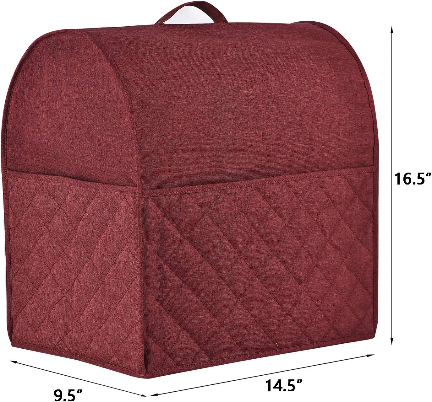 Stand Mixer Dust-proof Cover for KitchenAid Mixer,Multi Pockets for Various Kitchen Appliance Accessories,Water-resistant,Easy Cleaning (Wine red, Fit for Bowl Lift 5-8 Quart)
