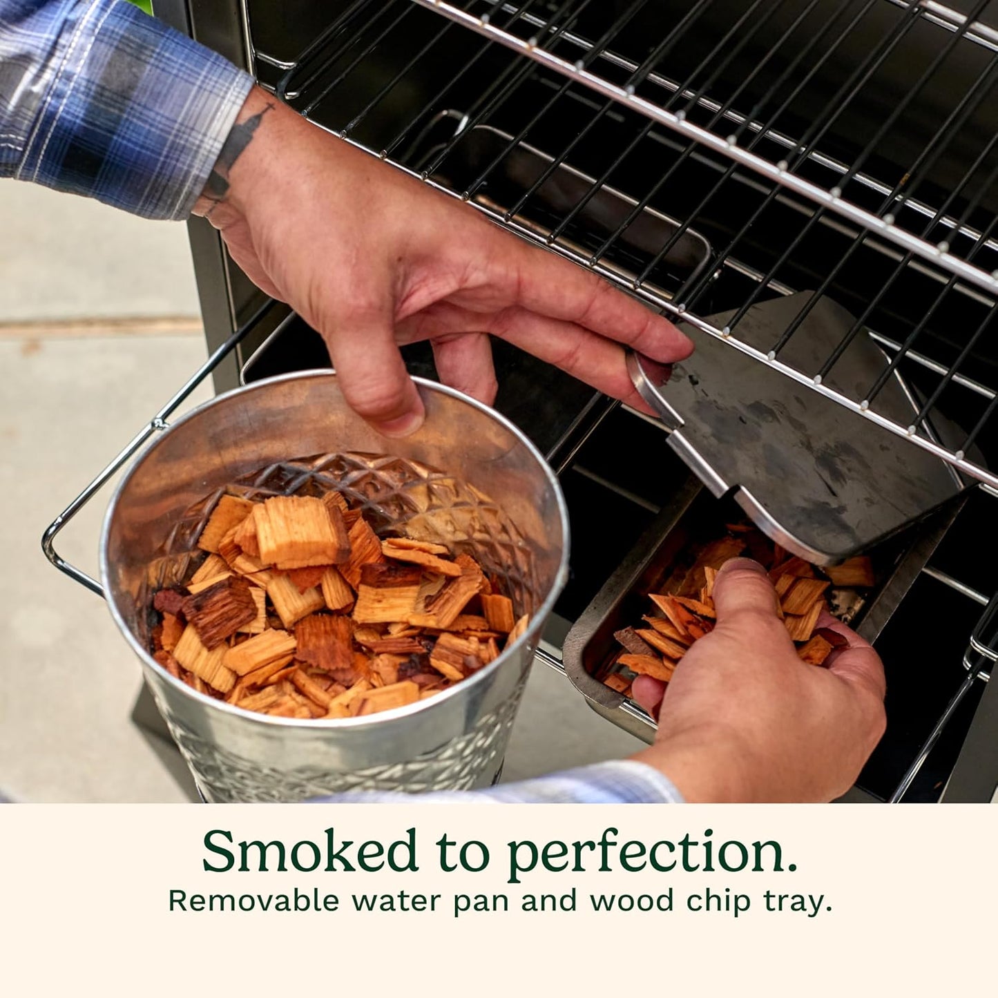 Cuisinart 30" Electric Smoker, 3 Adjustable Racks, Large Capacity BBQ Meat Smoker, Water & Wood Trays for Smoked Meat, Brisket, Salmon & Jerky, Adjustable Temperature Control