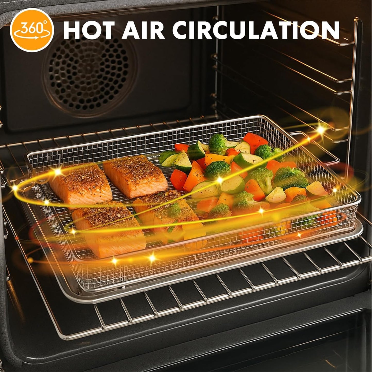 ShellKingdom Air Fryer Basket for Oven, Large 2PCS Oven Air Fryer Basket and Tray, Stainless Steel Air Fryer Pans and Crisper Tray, Air Fryer Accessories for Crispy Foods, 15.3 x 11 INCH