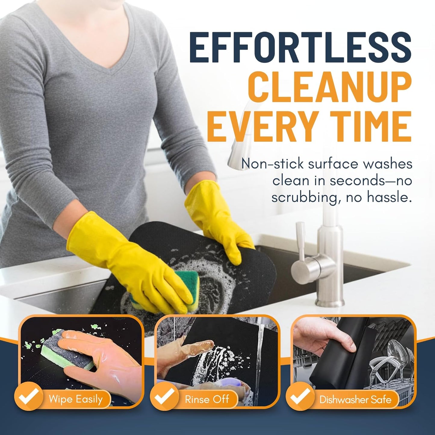 Toaster Oven Liners for Bottom of Oven (2 Pack) Reusable Non-Stick Heat Resistant Toaster Liners, Compatible with Ninja, Cuisinart, Emeril Lagasse & More, Toaster Mat, 12"x12" (Black)