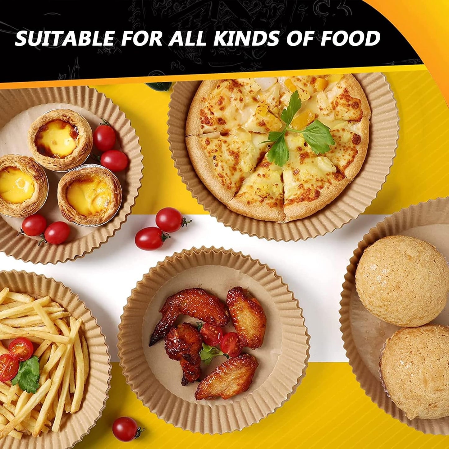 Air Fryer Disposable Paper Liners for Chefman 8qt, 10.3 Inch Large Air Fryer Liners Non-stick Oil Resistant, Waterproof, Food Grade Parchment Paper Liner for Roasting Microwave