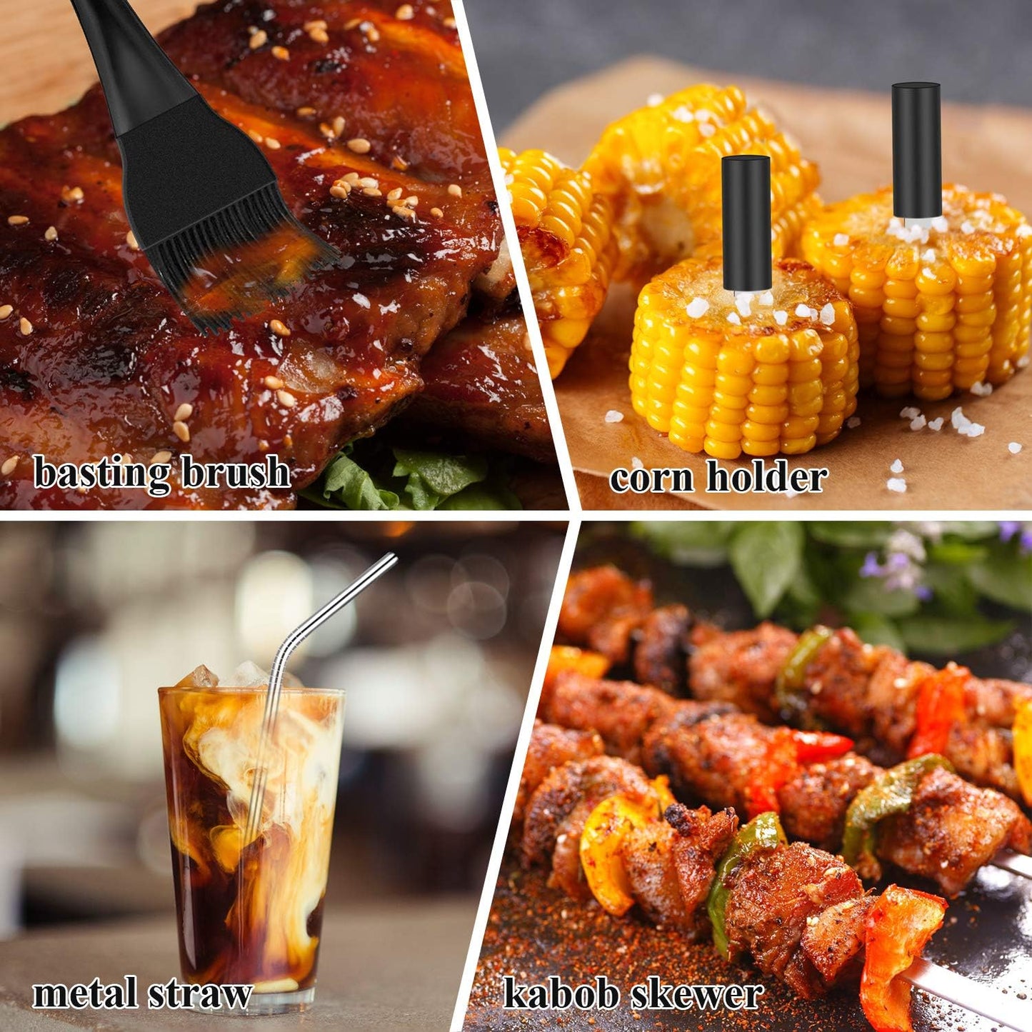 ROMANTICIST 25pcs Extra Thick BBQ Grill Accessories, Christmas Grilling Gifts Set for Men Dad, Heavy Duty Grill Tools Utensils Kit with Spatula, Tongs in Aluminum Case for Birthday Black