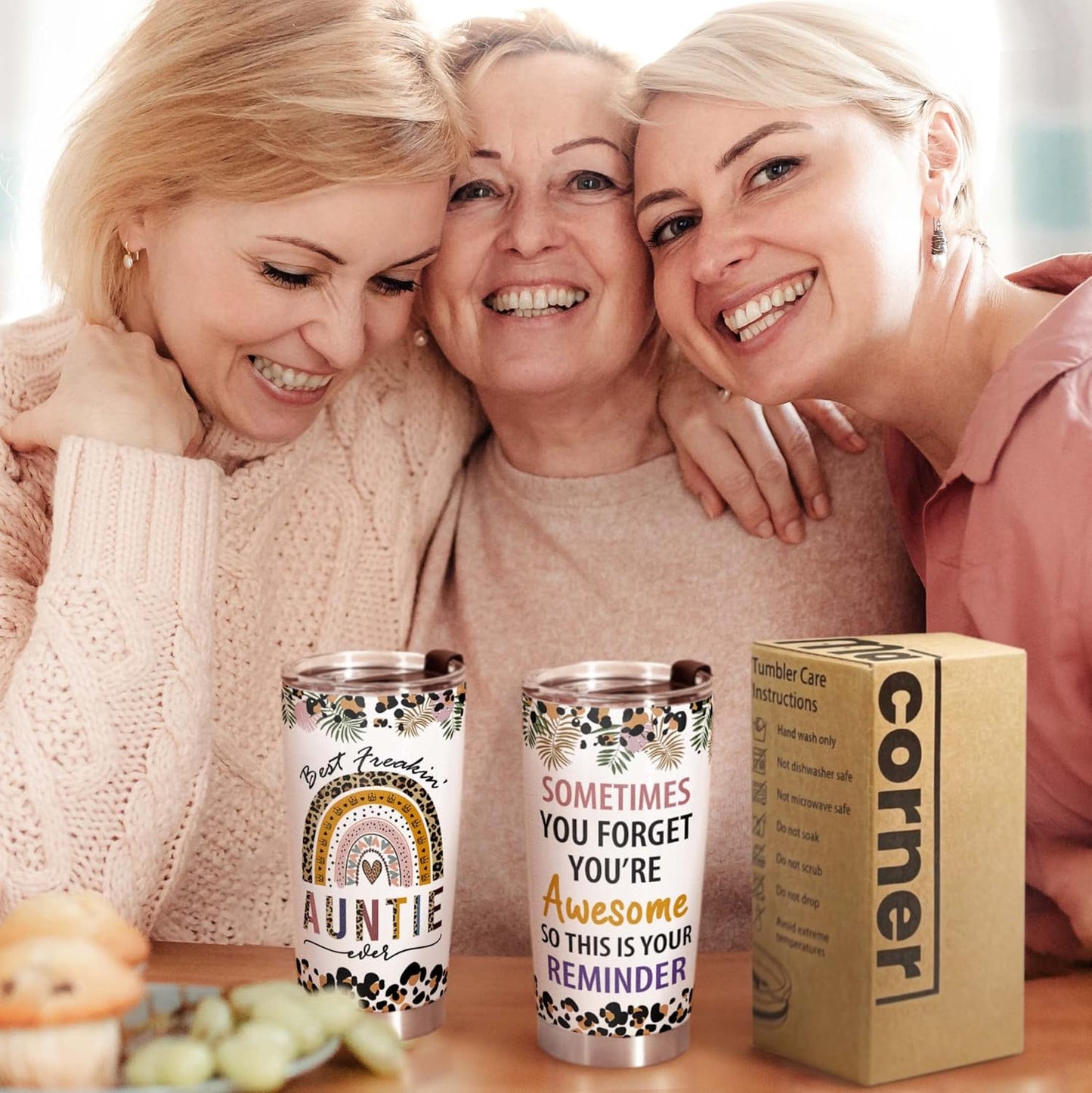 Macorner Aunt Gifts Tumbler - Stainless Steel 20oz - Best Auntie Ever Gift - Birthday & Christmas Idea for Aunt from Niece or Nephew