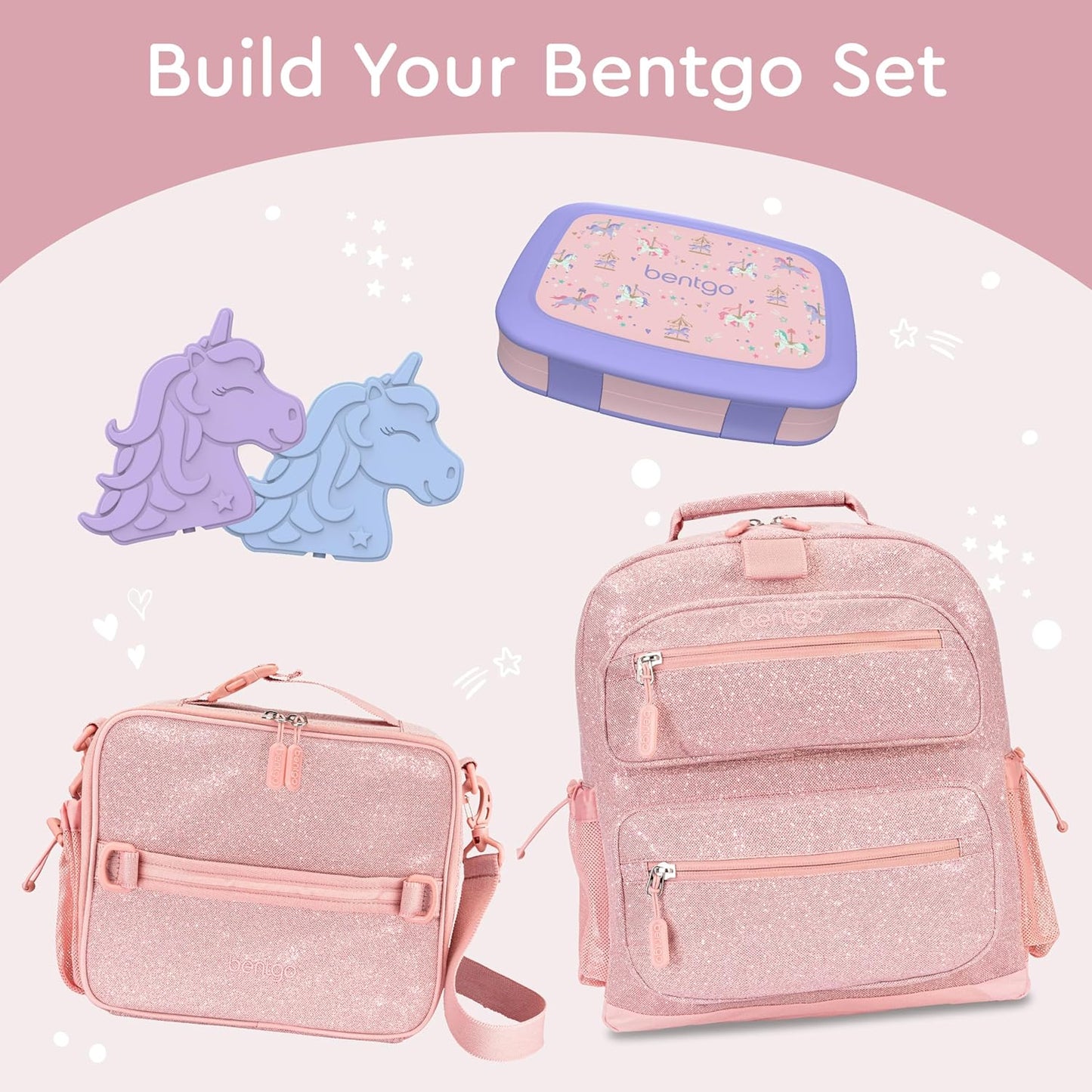 Bentgo Kids Prints Leak-Proof, 5-Compartment Bento-Style Kids Lunch Box - Ideal Portion Sizes for Ages 3-7, Durable, Drop-Proof, Dishwasher Safe, & PFAS & BPA-Free Materials (Carousel Unicorns)