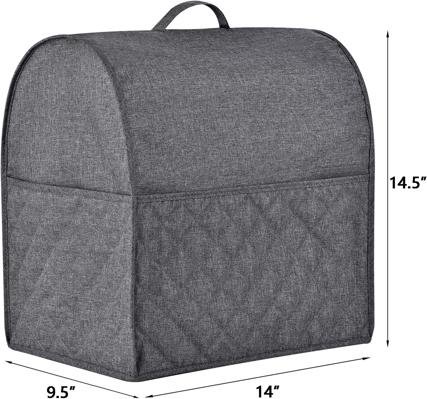 Stand Mixer Dust-proof Cover for KitchenAid Mixer,Multi Pockets for Various Kitchen Appliance Accessories,Water-resistant,Easy Cleaning (Grey, Fit for Tilt Head 4.5-5 Quart)