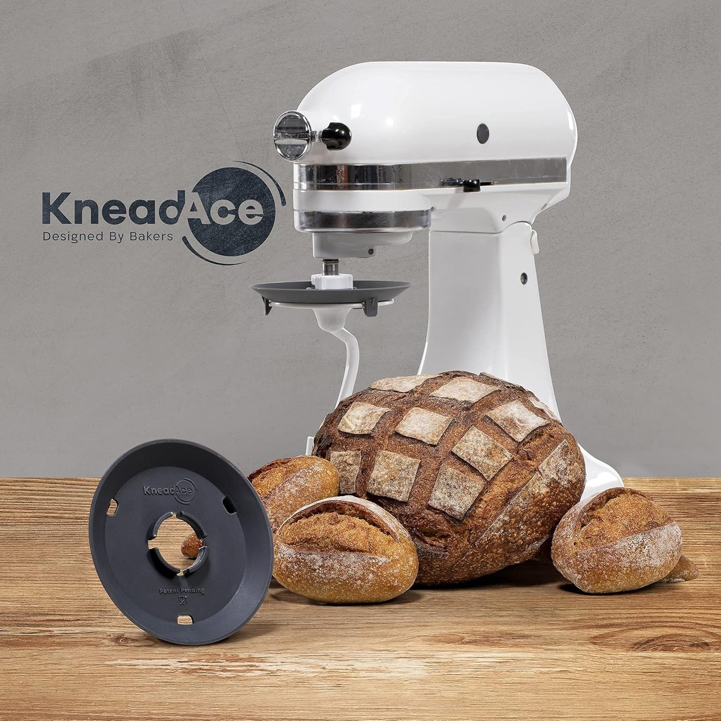 KneadAce Dough Hook Shield For Kitchen Aid - Prevents Your Dough from Climbing Up and Clogging Up Your Mixer – Mess Free Mixer Accessory Compatible With KitchenAid C Shape Dough Hooks (Dark Grey)