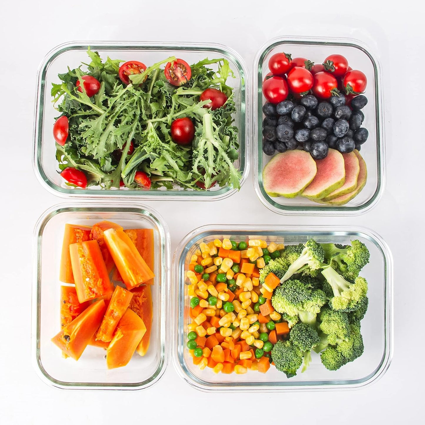 10 Pack Glass Storage Containers For Food, Airtight Meal Prep Containers with Lids Leak-proof, Glass Lunch Boxes Microwave, Freezer & Dishwasher Safe (34oz & 12oz)