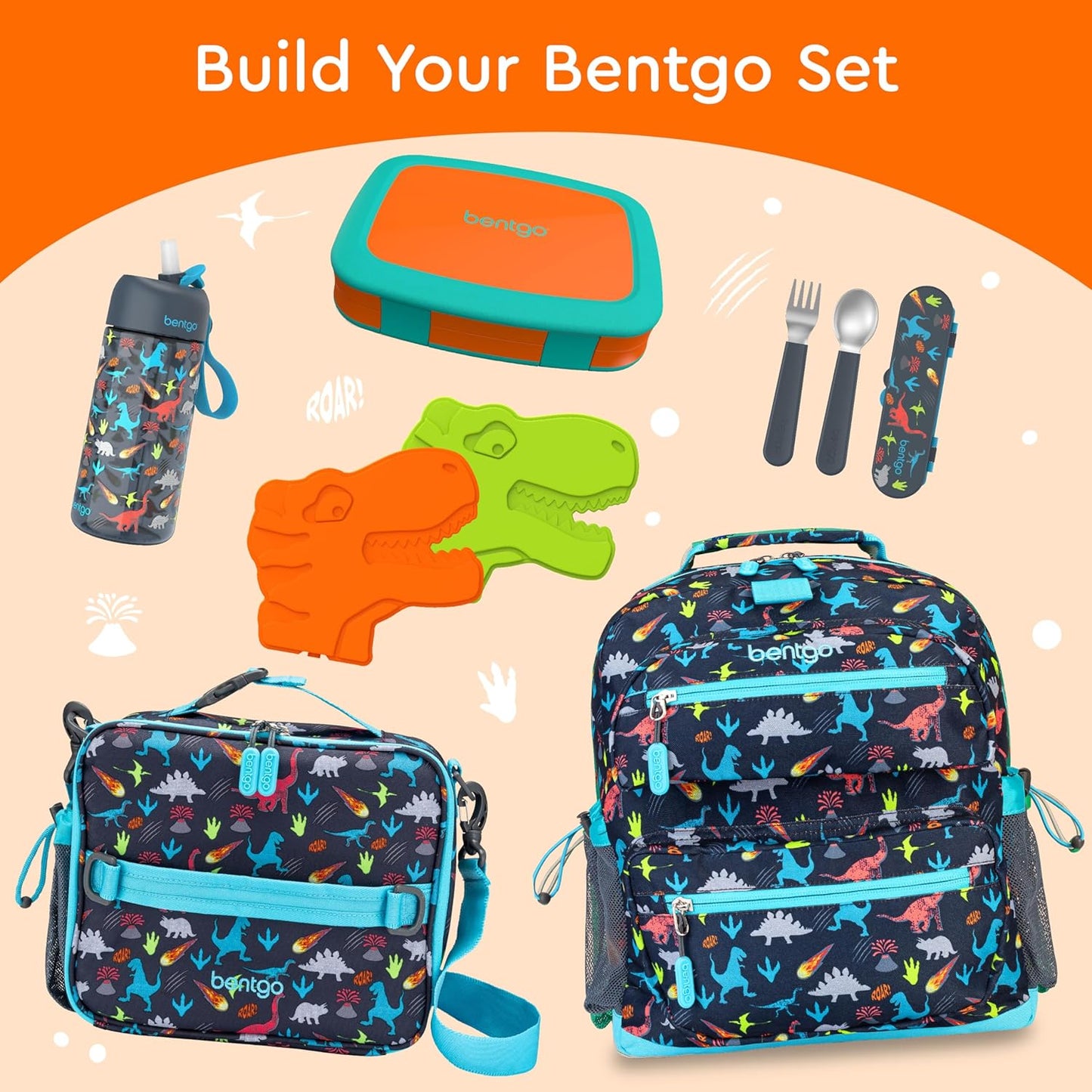 Bentgo Kids Bento-Style 5-Compartment Leak-Proof Lunch Box - Ideal Portion Sizes for Ages 3 to 7 - Durable, Drop-Proof, Dishwasher Safe, PFAS & BPA-Free & Made with Food-Safe Materials (Orange)