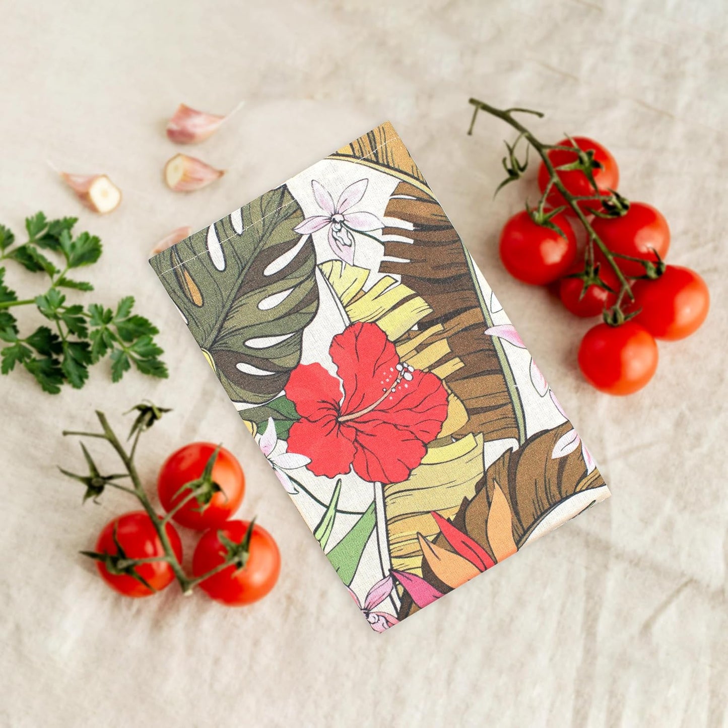 Urban Villa Kitchen Towels Set of 6 Hibiscus Print Kitchen Towels 20X30 Inches 100% Cotton Highly Absorbent Kitchen Towels Premium Quality Ultra Soft Mitered Corners KitchenTowels