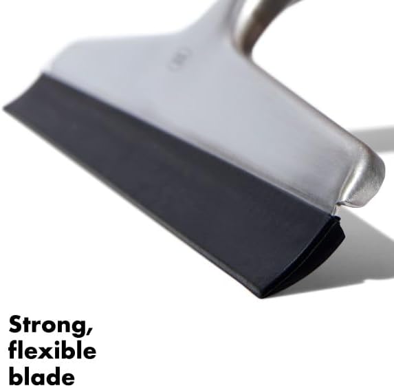 OXO Good Grips Stainless Steel Squeegee - All-Purpose for Bathroom, Glass Shower Doors, Mirrors, Tiles, Countertops and Car Windows - Streak Free
