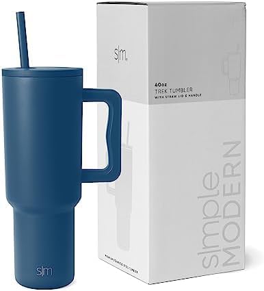 Simple Modern 40 oz Trek Tumbler with Handle and Straw Lid | Cup Holder Friendly Insulated Stainless Steel Travel Mug | Slumberland (Pack of 12)
