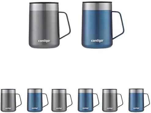 Contigo Streeterville Stainless Steel 14oz Travel Mug | Vacuum-Insulated | Splash-Proof Lid | Comfort Handle | Sake & Blue Corn | Pack of 4