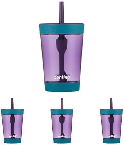 Contigo Kids Spill-Proof 14oz Tumbler with Straw and BPA Free Plastic Eggplant (Pack of 4)