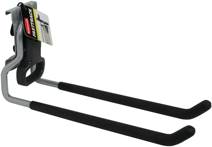 Rubbermaid FastTrack Rail Garage Organization Multi-Purpose Hook 50 lbs Capacity Satin Nickel Wall Mounted Storage System Direct Mount into FastTrack Garage Rail for Home/Garage Organization