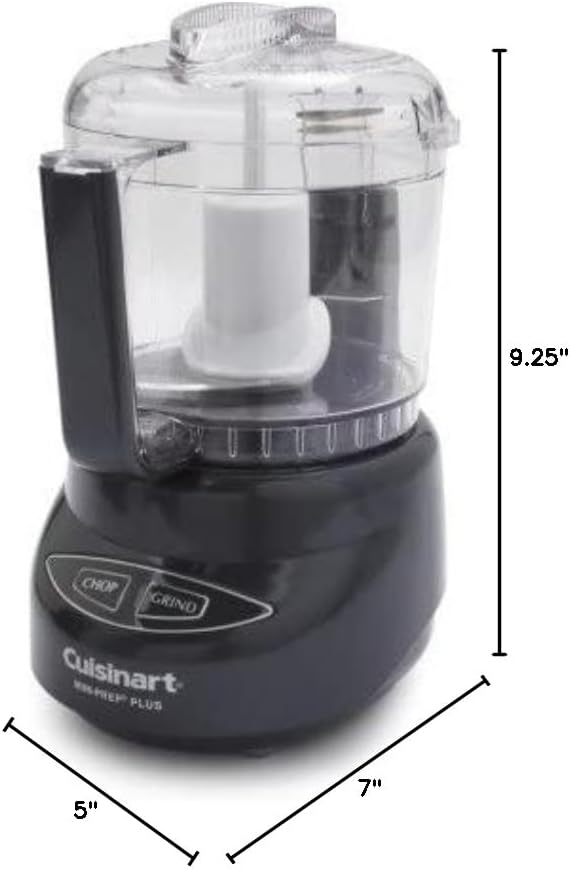 Cuisinart Mini-Prep Plus Food Processor, 24-Ounce Mini Food Processor to Chop Herbs, Vegetables, and Hard Cheese, 24-Ounce Work Bowl, Reversible Stainless Steel Blade, DLC-2AMGSLT, Dark Grey