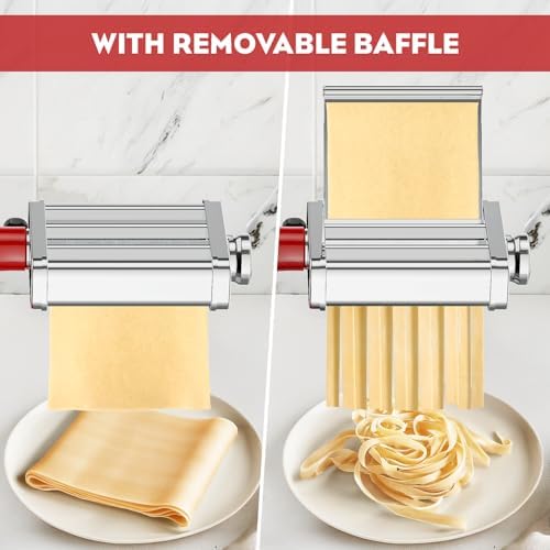 3-in-1 Pasta Attachment for KitchenAid Stand Mixer, Stainless Steel Pasta Maker for KitchenAid Mixer Attachments, Pasta Maker Includes Pasta Roller, Spaghetti & Fettuccine Cutter by Cofun