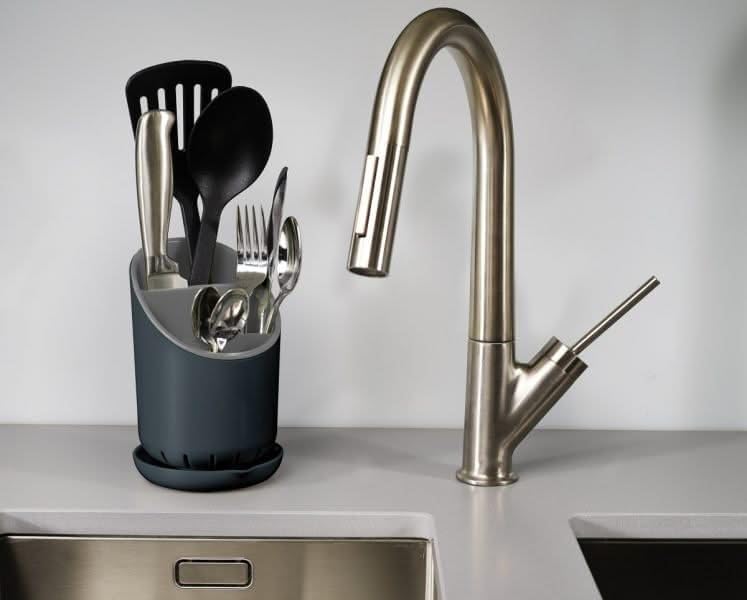 Joseph Joseph Dock Cutlery Drainer and Organizer, Dark Grey/Grey