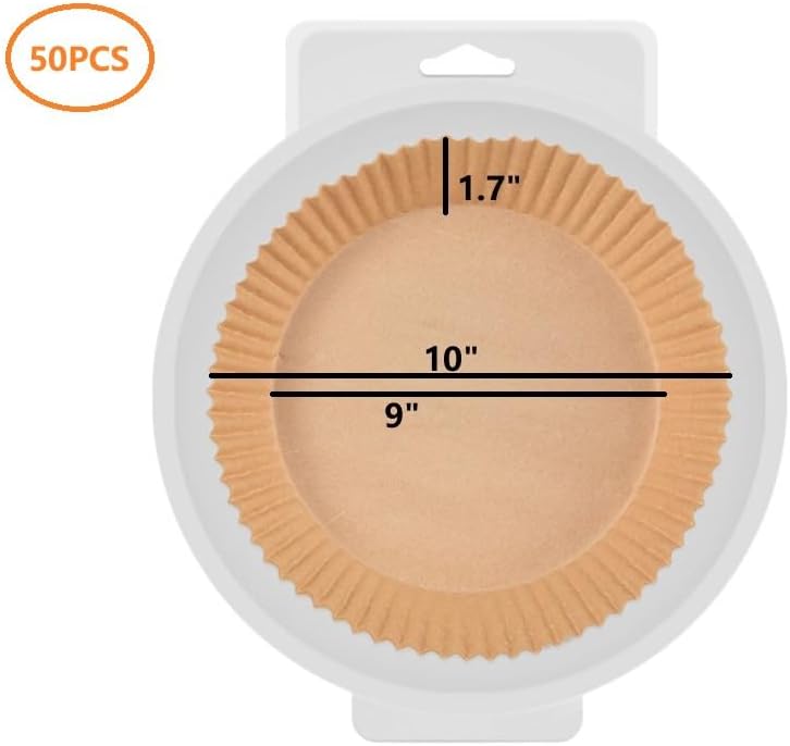 10" Disposable Parchment Paper Air Fryer Liners: 50 pcs Large Size Round Air Fryer Paper Liner Grease-proof Non-stick Microwave Safe Liners for Baking Roasting