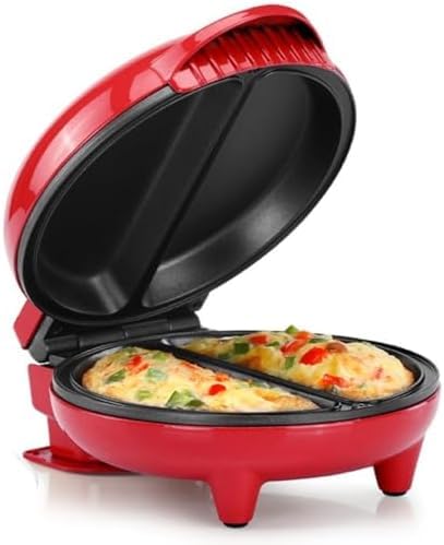 Holstein Housewares Omelet Maker, Non-Stick, Stainless Steel | 2 Individual Portions | Red | Pack of 6