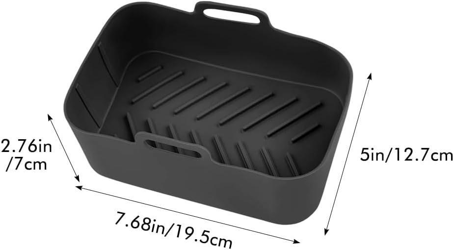 2pcs Silicone Baking Moulds Cake Tins for Dual Air Fryer, Non-Stick Quick Release Heat Resistant Loaf Pans Air Fryer Accessories(Black)