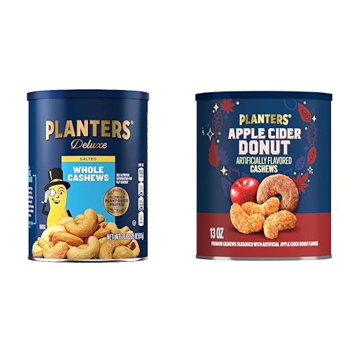 PLANTERS Deluxe Salted Whole Cashews, 1lb 2.25oz + PLANTERS Apple Cider Donut Cashews, 13oz
