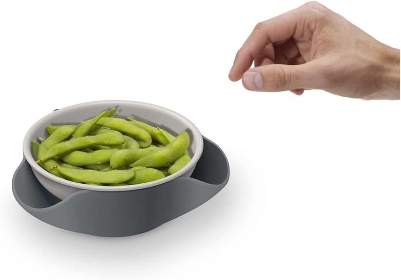 Joseph Joseph Double Dish Pistachio and Snack Serving bowl with Food Waste Compartment, BPA-Free - Grey