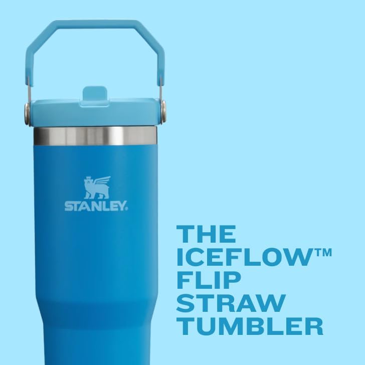 Stanley IceFlow Flip Straw Tumbler with Handle 20 oz | Twist On Lid and Flip Up Straw | Leak Resistant Water Bottle | Insulated Stainless Steel |BPA-Free | Tigerlily