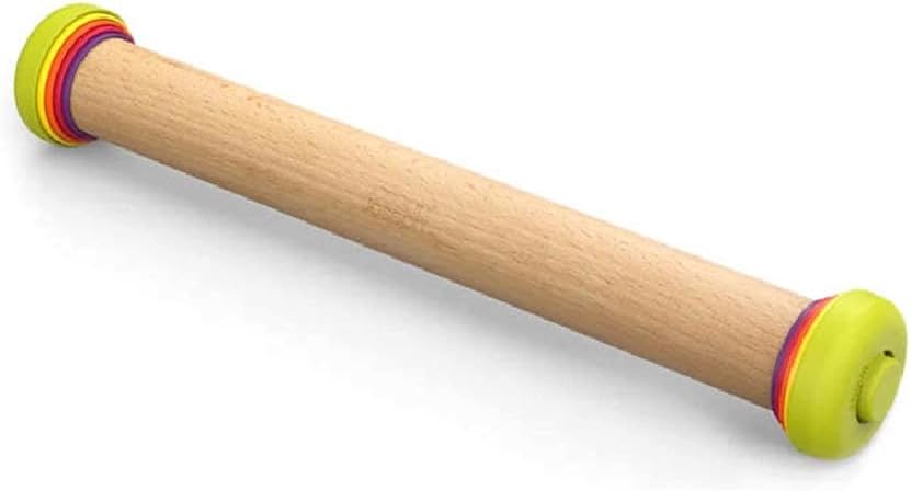 Joseph Joseph PrecisionPin - Rolling Pin with adjustable pastry thickness, Baking and dough rollers, Beech Wood, Multicolor