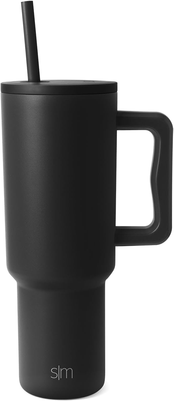 Simple Modern 40 oz Trek Tumbler with Handle and Straw Lid | Cup Holder Friendly Insulated Stainless Steel Travel Mug | Midnight Black (Pack of 12)