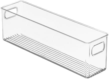 mDesign Plastic Long Stackable Storage Organizer Container, Organization Bin w/Handles for Kitchen, Pantry, Fridge, Freezer, Cabinet, Perfect to Hold Breast Milk - Ligne Collection - Clear