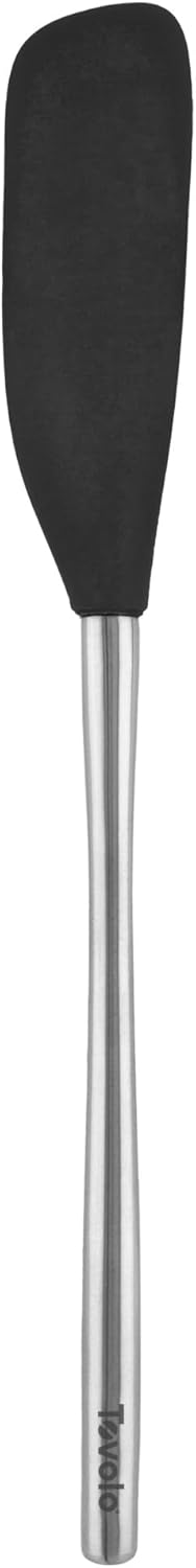 Tovolo Jar Spatula Silicone Long Stainless Steel Handle Scraper Spatula Black, Jar Scraper Heat Resistant Dishwasher Safe BPA Free Kitchen Utensil for Scraping Spreading Jelly Peanut Butter