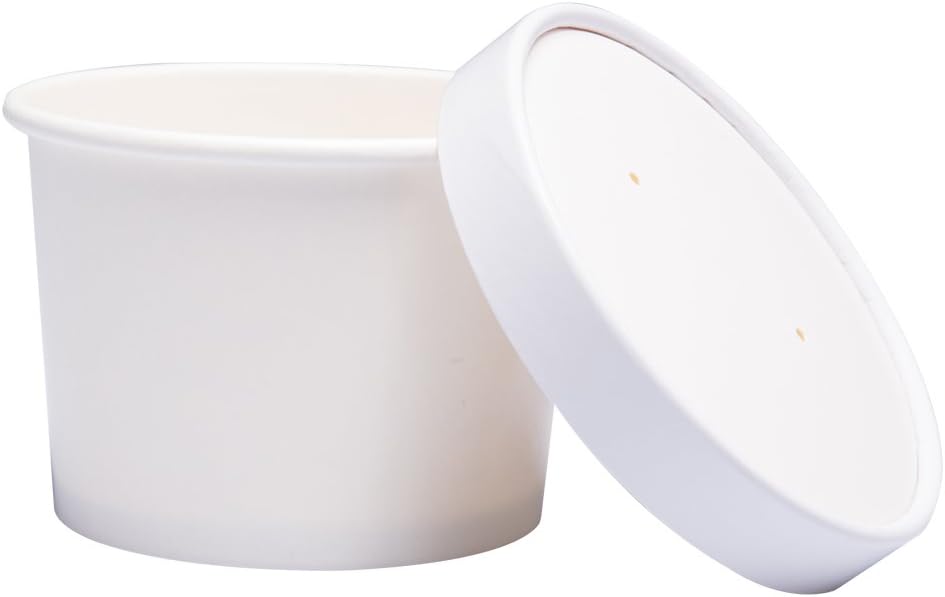 Paper Ice Cream Cups with Lids, Hot/Cold Soup Cups (White, 40, 12 oz)