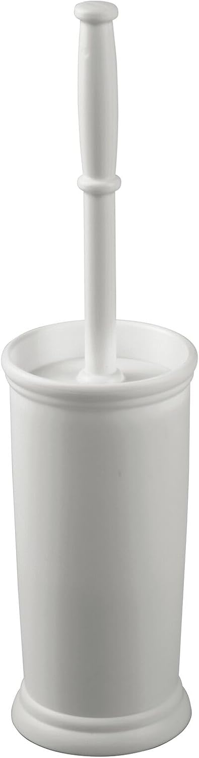 mDesign Toilet Bowl Brush and Holder - Covered Bathroom Toilet Brush - Standing Toilet Bowl Scrubber in Modern Holder - Space Saving, Deep Cleaning Brush for Toilet - Hyde Collection - Light Gray