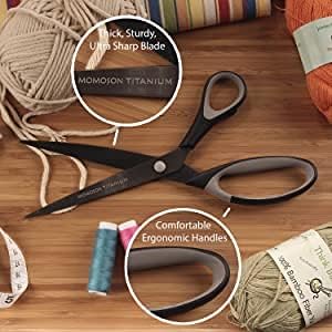 BambooMN Titanium Softgrip Scissors Set for Sewing, Arts, Crafts, Office - 1 Set of 3 - Black w/Grey Inlays