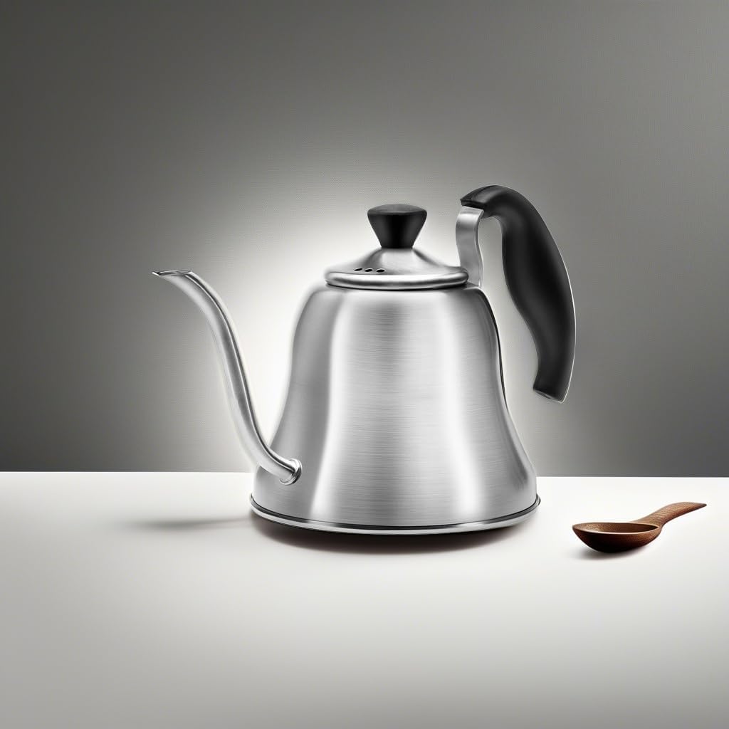 Coffee Kettle for Stove Top Premium Gooseneck Kettle, Pour Over Coffee Tea Pot, Stovetop Teapot, Hot Water Heater for Camping, Home & Kitchen, Stainless Steel - Small 28oz, Brushed