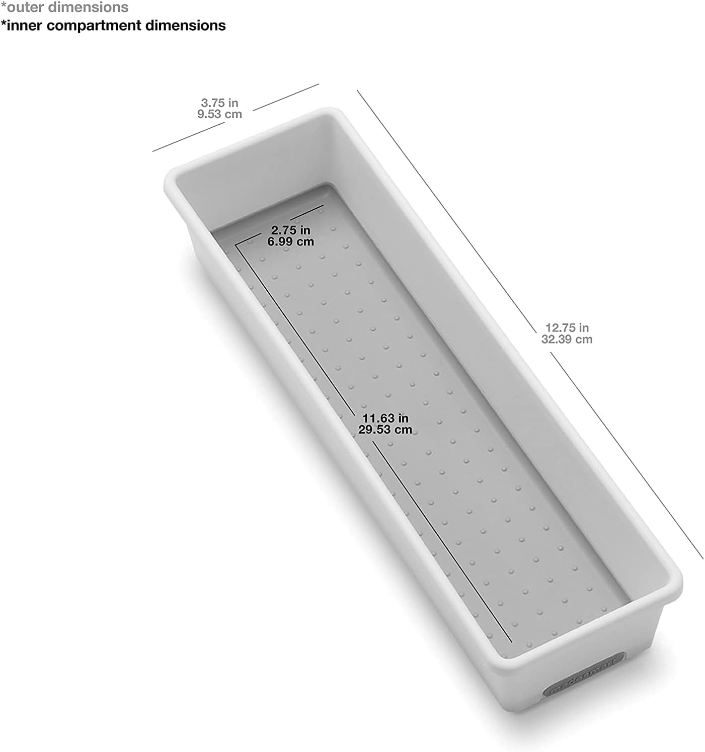 madesmart Antimicrobial Classic 12 x 3 Bin, Drawer Organizer, Multi-Purpose Home Organization, EPA Certified, White