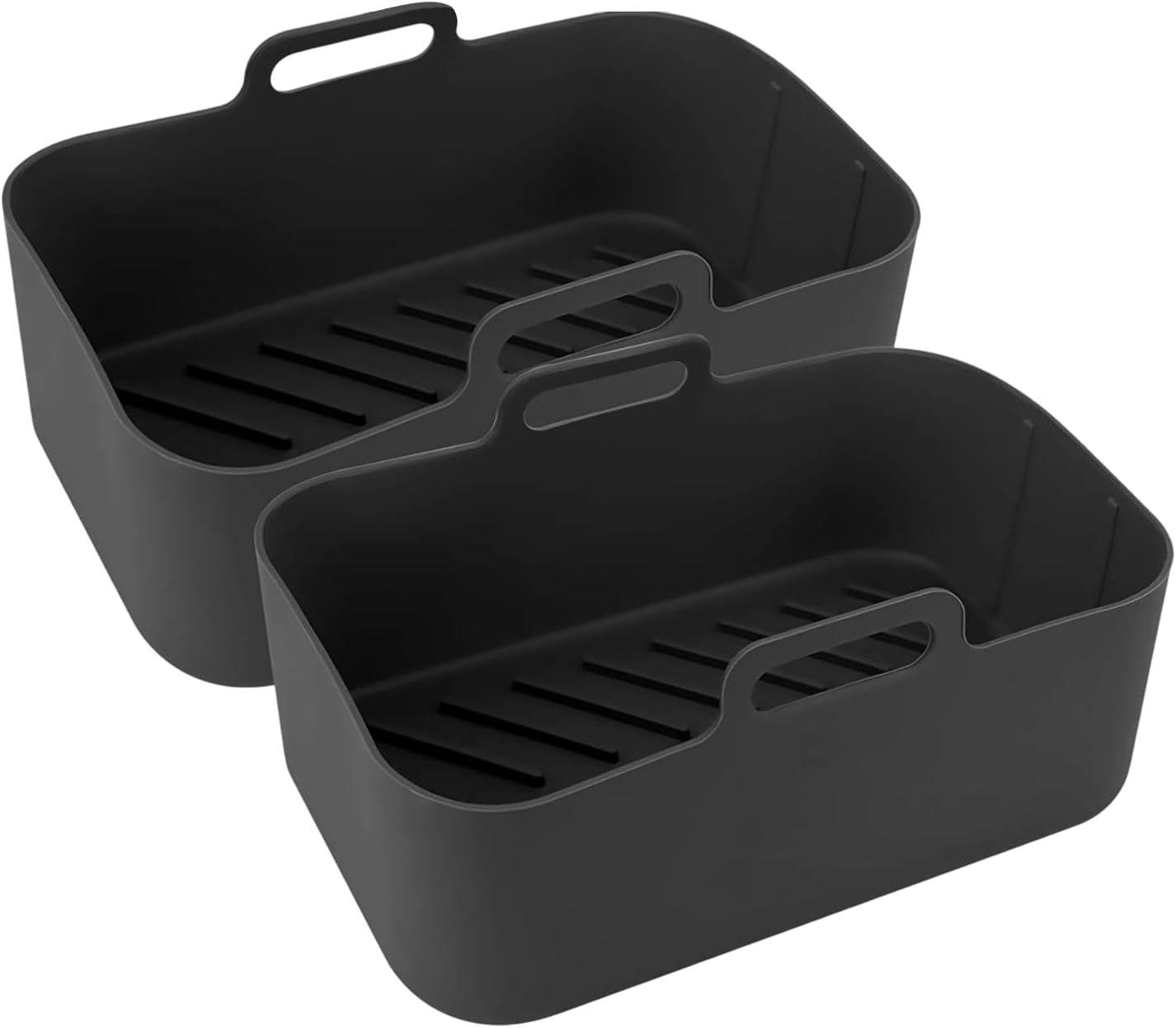 2pcs Silicone Baking Moulds Cake Tins for Dual Air Fryer, Non-Stick Quick Release Heat Resistant Loaf Pans Air Fryer Accessories(Black)