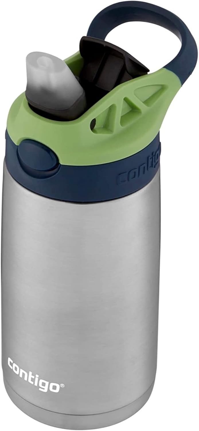 Contigo Kids Stainless Steel Water Bottle with Redesigned AUTOSPOUT Straw, 13 oz, Blueberry & Green Apple, Easy Clean, BPA Free